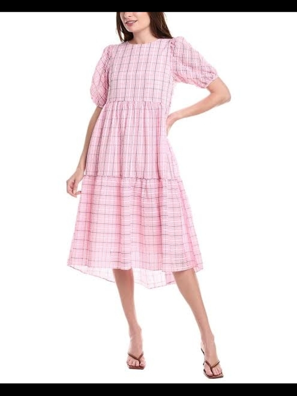 English Factory Plaid Midi Dress